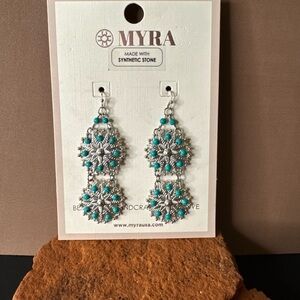NWT Myra Bag Silver and Turquoise "Gloria Bloom" Earrings